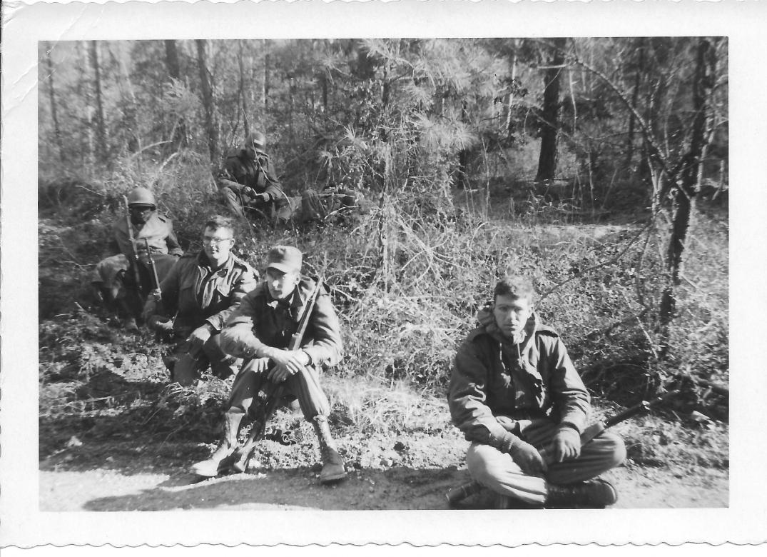 28 MASH Marc, Andy Luftig, Bernie Fischer, bivouac, Ft Eustis, VA January, 1953